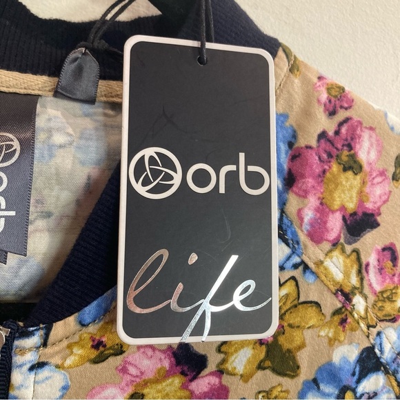 ORB LIFE Sz  M Sprout Beige Floral Cropped Bomber Jacket New with Tag - Picture 10 of 12